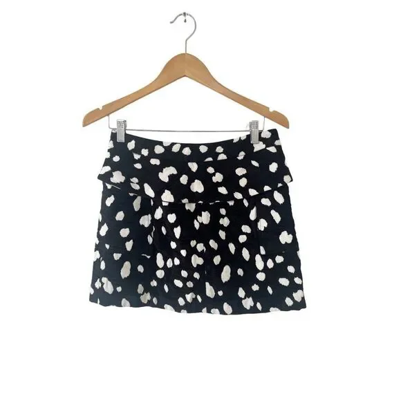 Adam Lippes Black White Spotted Pattern Jacquard‎ Mini Skirt - Picture 3 of 9